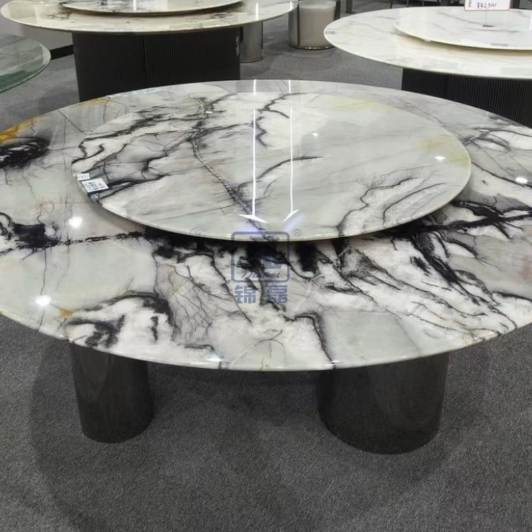 Grey Marble Top Round Dining Table